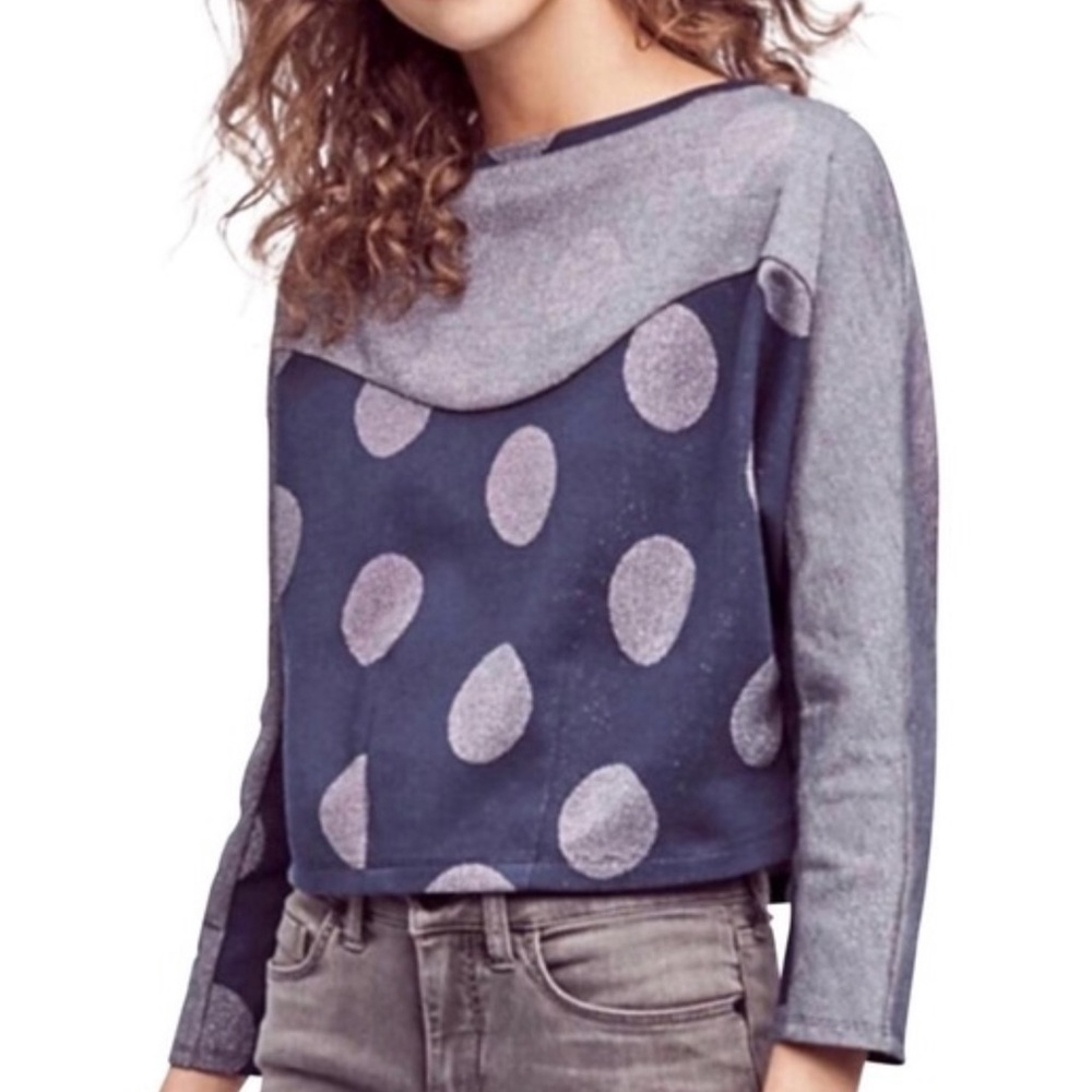 long sleeve cropped polka dot top | Anthropologie